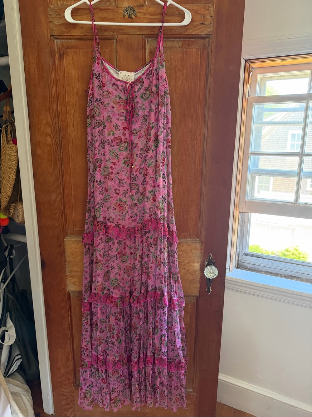 Johnny Was Pink Floral Tiered Maxi Dress
